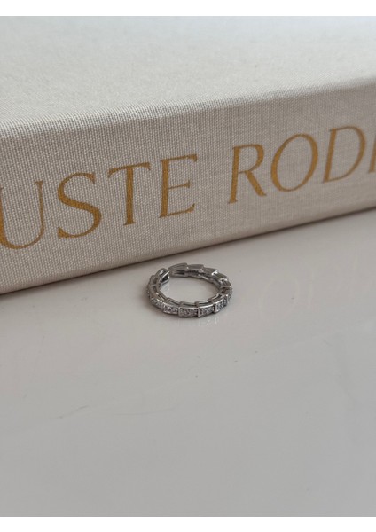 Ayarlanabilir Tamtur Zirkon Taşlı Çelik Gümüş Yüzük