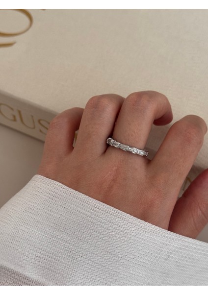 Ayarlanabilir Tamtur Zirkon Taşlı Çelik Gümüş Yüzük