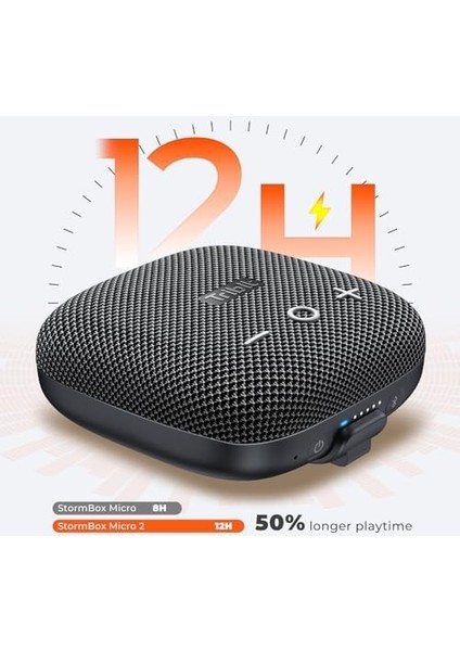 Stormbox Micro 2 IP67 Su Geçirmez 10W 30 Saat Oynatma Süresi Xbass Taşınabilir Bluetooth Hoparlör Siyah
