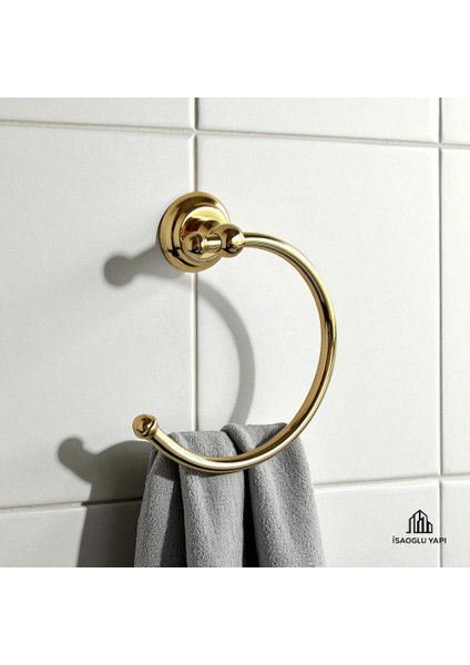 Isaoğlu Yapı Gold Havluluk Klasik Vintage Tasarım Pirinç Materyal Paslanmaz Gold Banyo Havluluğu fiyatları