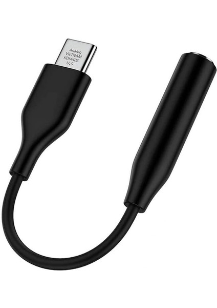 Typ-C Için 3.5mm Kulaklık ve Mikrofon Adaptörü Siyah (Siyah)