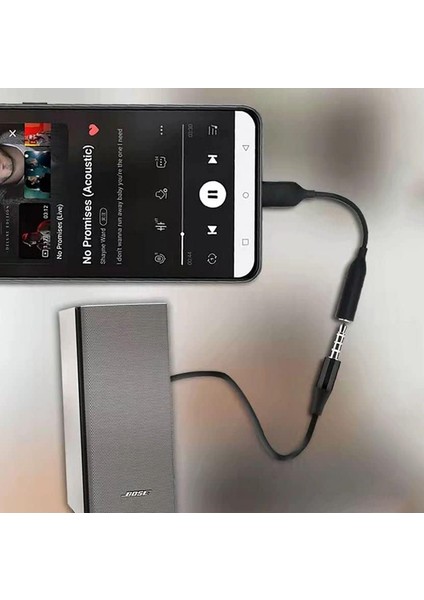 Typ-C Için 3.5mm Kulaklık ve Mikrofon Adaptörü Siyah (Siyah)