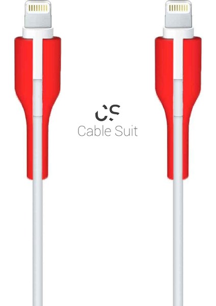 Suit Iphone Lighting, Kablo Koruyucu, Konnektör 2’li (Kırmızı)