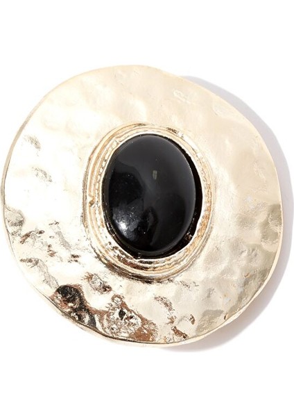 Yuvarlak Taş Detaylı Küpe