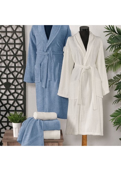 Home Arya Banyo Seti 6 Parça-Indigo/beyaz