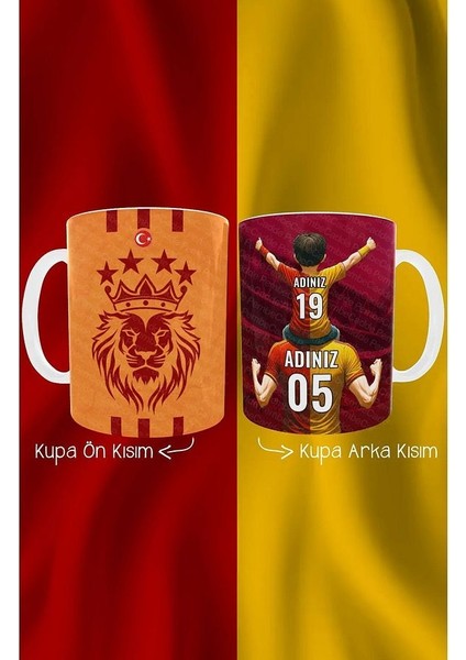 Galatasaray Baba Oğul Çocuk Kişiye Özel Ad ve Numaralı Kupa Kahve Bardak Isimli Babalar Günü