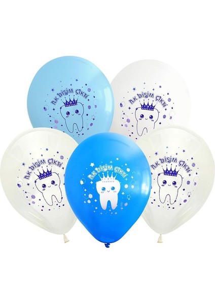 Diş Buğdayı Balonu Dişim Çıktı Baskılı Balon Mavi 12 Inc 25'li