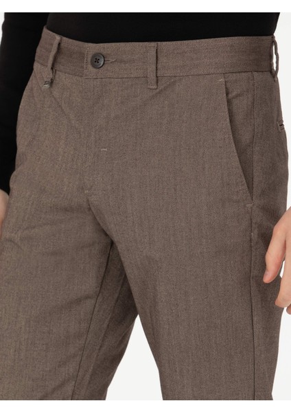 Erkek Kahverengi Slim Fit Kanvas Pantolon 50277668-VR029