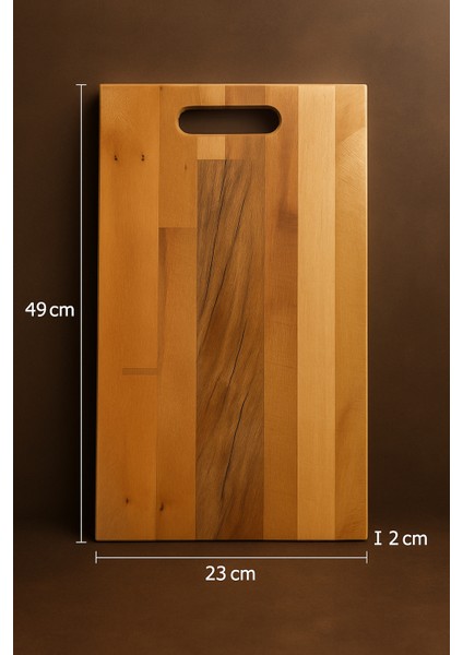 Büyük Boy Ahşap Doğrama Tahtası - 49 X 23 cm - Kayın Ağacı - Kahverengi