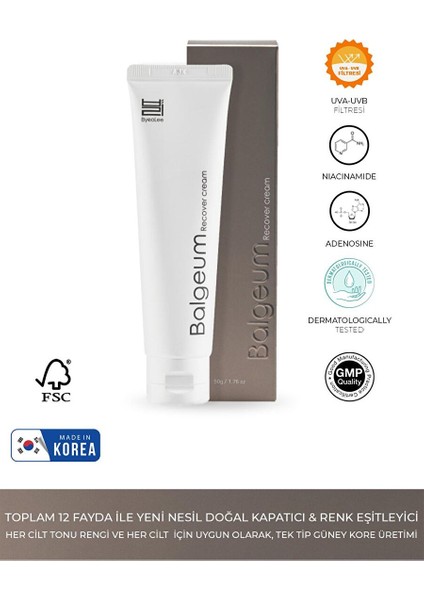 Balgeum Yeni Nesil Doğal Kapatıcı Ton Eşitleyici Besleyici & Nemlendirici Spf 50+ Pa++++ 50GR