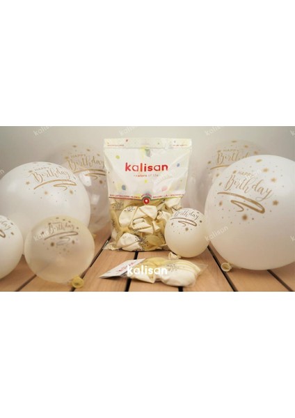 Happy Birthday Baskılı Balon Şeffaf Beyaz 12 Inc 25'li fiyatları