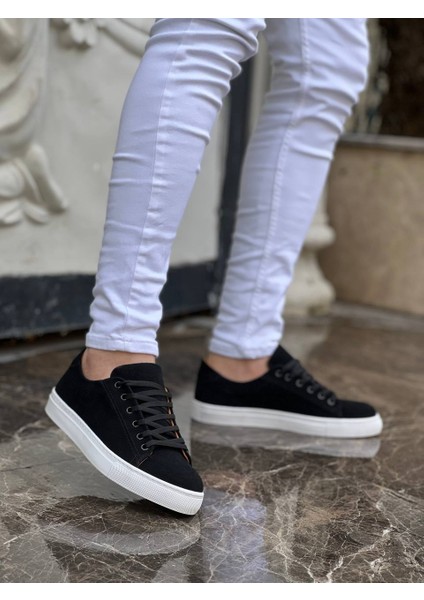 J122 Bağcıklı Ortopedik Taban Günlük Süet Erkek Spor Sneaker Ayakkabı Bt Siyah fiyatları