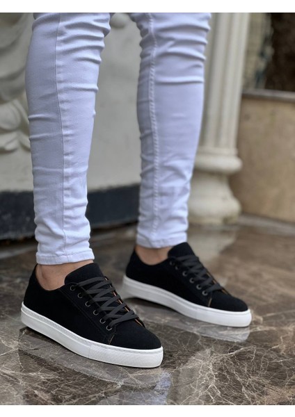 J122 Bağcıklı Ortopedik Taban Günlük Süet Erkek Spor Sneaker Ayakkabı Bt Siyah modelleri