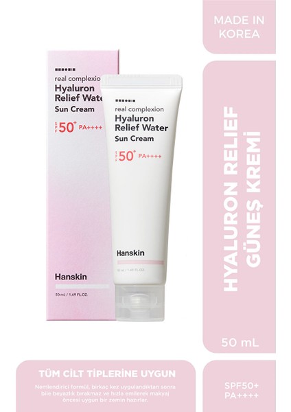 Hyaluron Relief Water Sun Cream- SPF50+ Pa++++ Güneş Kremi Tüm Cilt Tipleri Için 50 ml