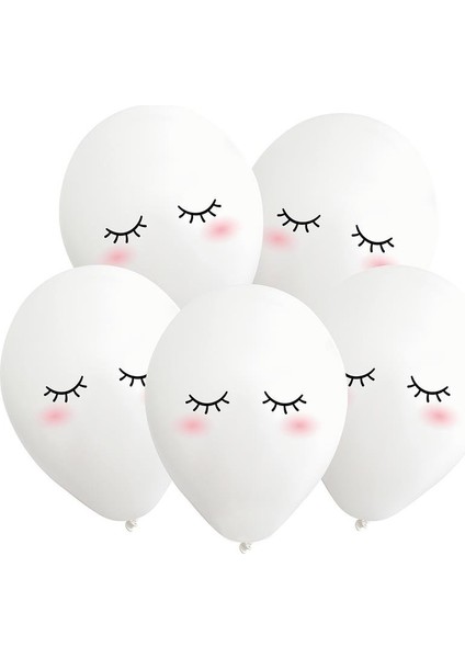 Sevimli Yüz Baskılı Balon Beyaz 12 Inc 25'li