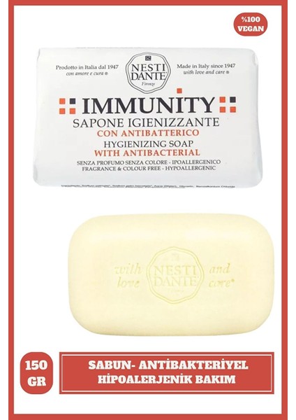 Immunity Hygienizing Antibakteriyel 5.3 Oz Hipoalerjenik Sabun Vegan Bakım 150 gr