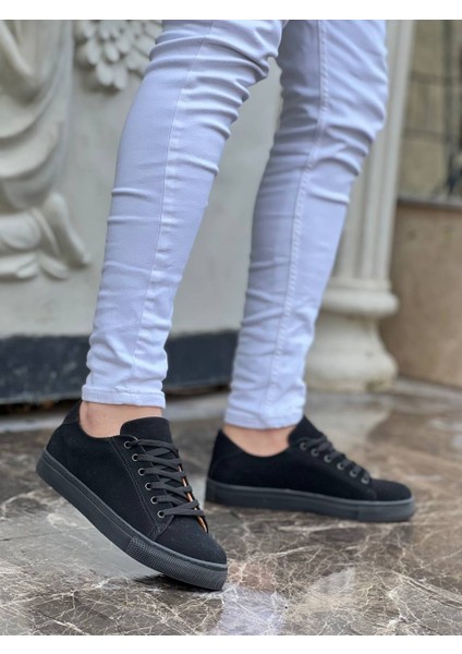 J122 Bağcıklı Ortopedik Taban Günlük Süet Erkek Spor Sneaker Ayakkabı St Siyah fiyatları