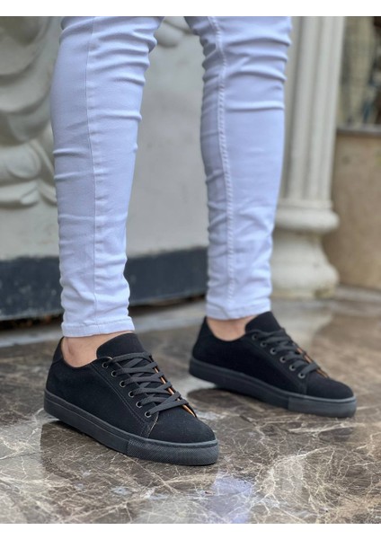 J122 Bağcıklı Ortopedik Taban Günlük Süet Erkek Spor Sneaker Ayakkabı St Siyah modelleri