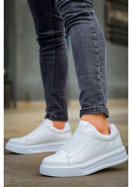 J007 Bağcıksız Lastikli Ortopedik Taban Tek Bant Erkek Spor Sneaker Ayakkabı Bt Beyaz fırsatları