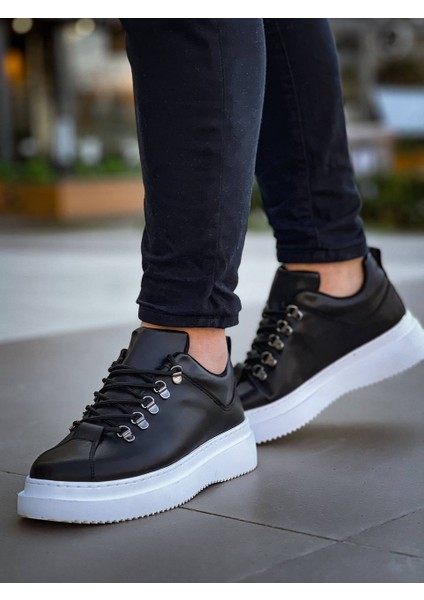 J-X4 Bağcıklı Ortopedik Taban Günlük Erkek Spor Sneaker Ayakkabı Bt Siyah modelleri