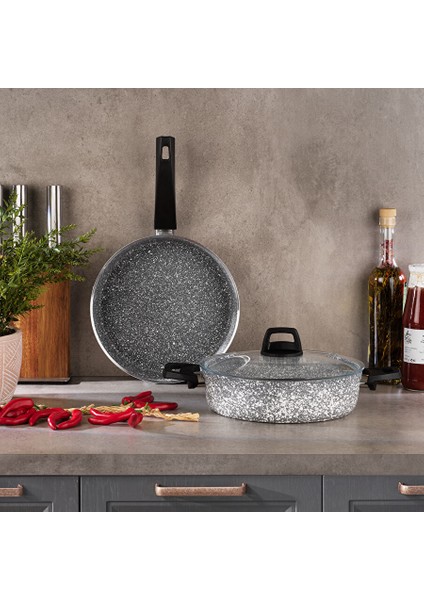 Eternal 2 Li Set Basık Tencere 26CM+TAVA 26CM-GRI