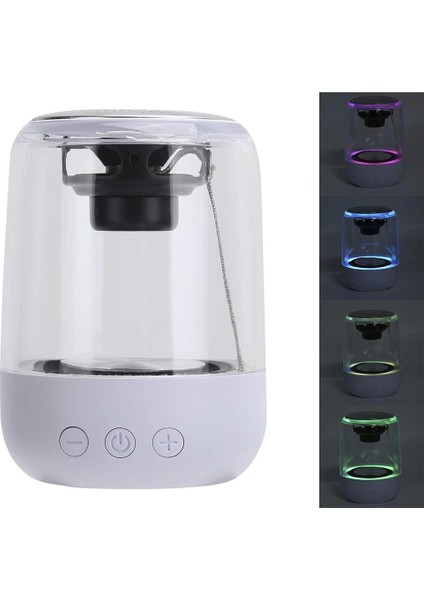 600 Mah Taşınabilir Rgb Mikrofonlu Aux/Tf/Bluetooth 3 Watt Hoparlör Speaker (Beyaz) (5047)
