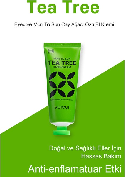 Kore Üretimi Çay Agacı Özlü Yatıştırıcı ve Arındırıcı El Kremi 100GR
