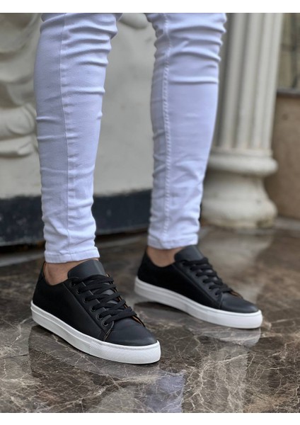 J122 Bağcıklı Ortopedik Taban Günlük Erkek Spor Sneaker Ayakkabı Bt Siyah modelleri