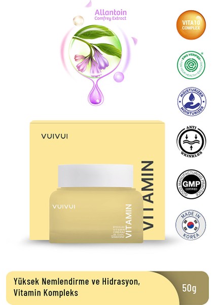 Yorgun Ciltler Için Vitamin Kompleks Kore Krem Nemlendirici Canlandırıcı Besleyici 50 gr