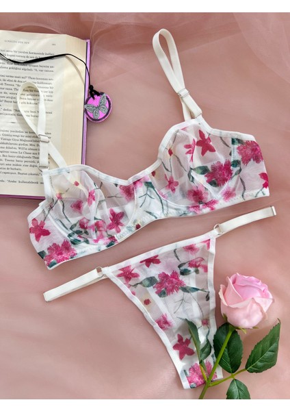 Comfort Floral Tül Balenli Kapsız Çiçekli Iç Çamaşırı Takımı modelleri