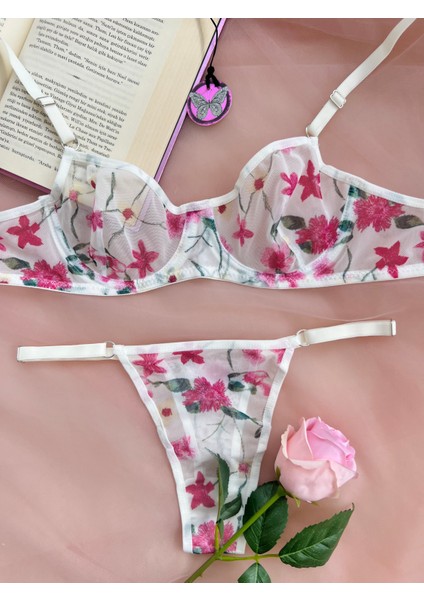 Comfort Floral Tül Balenli Kapsız Çiçekli Iç Çamaşırı Takımı fırsatları