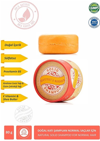 Katı Şampuan, Normal Saçlar Için Doğal Şampuan, Shea Yağı, Sülfatsız 80G