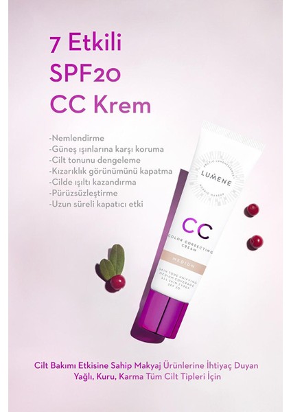 cc Cream Shade Medium-7 Etkili Renk Dengeleyici cc Krem Spf 20 Orta fırsatları