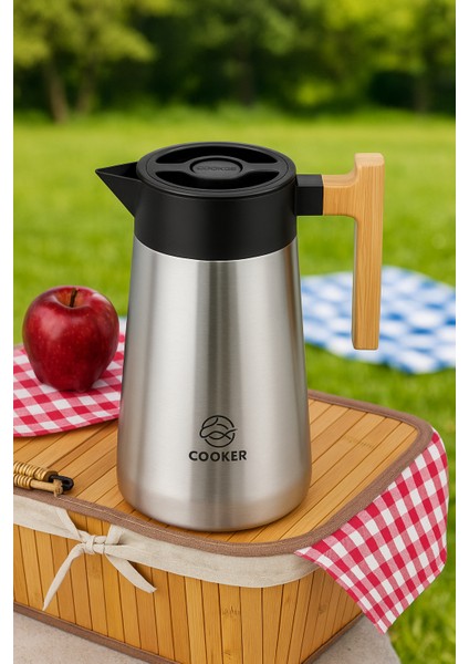 Cooker 2 Litre Paslanmaz Çelik Termos - 12 Saat Sıcak 24 Saat Soğuk Tutma - Çift Katmanlı-Sızdırmaz