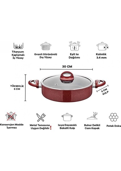 Titan Granit Basık Tencere 30CM TT-1118