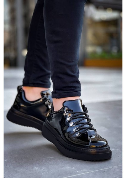 J-X4 Bağcıklı Ortopedik Taban Günlük Rugan Erkek Spor Sneaker Ayakkabı St Siyah modelleri