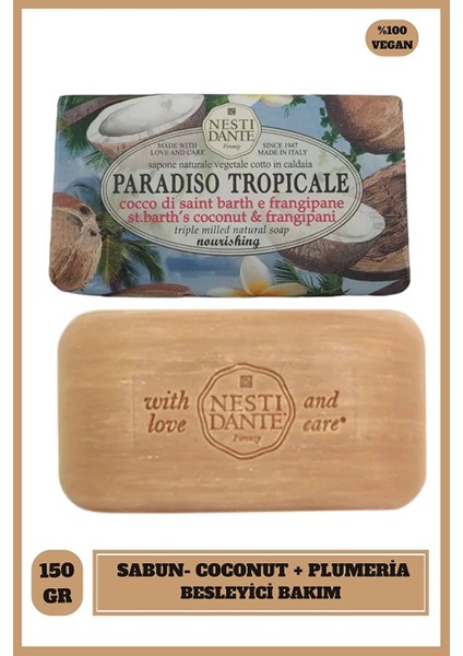 Sabun Paradiso Tropicale St. Bath Coconut And Frangipane Hindistan Cevizli Turta Vegan Bakım 250 G