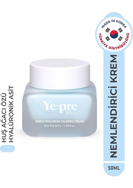 Huş Ağacı Özü ve Hyaluronik Asit Içeren Nemlendirici Yatıştırıcı Krem Kore 50 ml