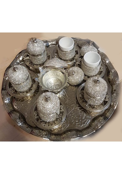8'li Silver Hilal Lokumluk Kahve Fincanı Set fiyatları