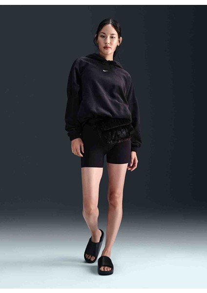 FV8076-010 W Nk One Tf Po Hoodıe Po Siyah Kadın Kapüşon Normal Düz Sweatshirt