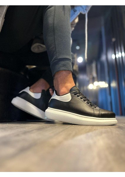 J043 Bağcıklı Ortopedik Taban Erkek Günlük Sneaker Spor Ayakkabı Bt Siyah/beyaz fiyatları