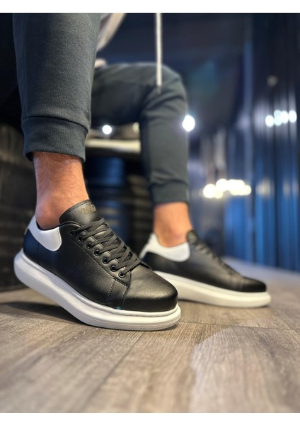 J043 Bağcıklı Ortopedik Taban Erkek Günlük Sneaker Spor Ayakkabı Bt Siyah/beyaz modelleri