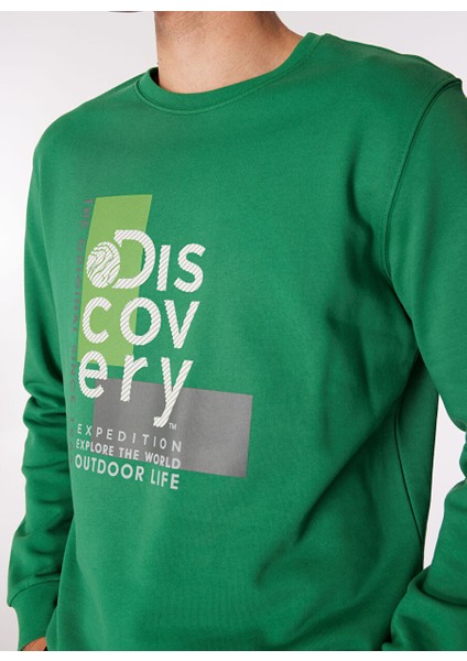 Yeşil Erkek Bisiklet Relaxed Baskılı Sweatshirt D4WM-SWT3212 fırsatları