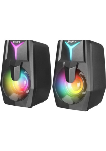 Snopy Snopy SN-X22 Style 2.0 Multimedia LED Işıklı 3W*2 Siyah USB Gaming Speaker Hoparlör
