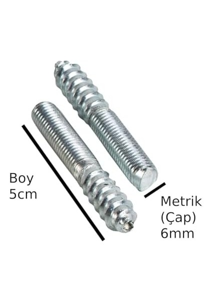 Saplama Ahşap Ağaç Vidası Ahşap Vida Montaj Vidası Trifon Vida Metrik 6 Çap 6 mm Boy 5 cm 2 Adet