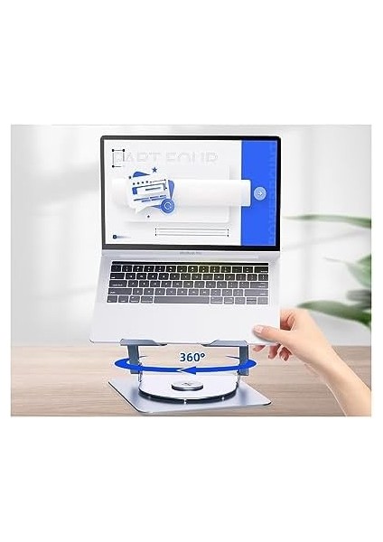 Laptop Standı 360 Derece Dönebilir Rgb Çift Fanlı Premium Serisi Notebook Tutucu Alüminyum Macbook Yükseltici 11-17 Inç modelleri