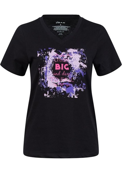 Alone Baskılı V Yaka Kadın T-Shirt 405