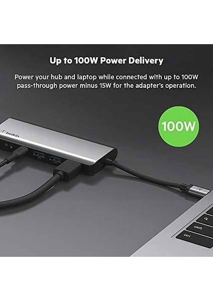 7'si 1 Arada Çok Bağlantı Noktalı USB C Hub (4k Hdmı, Usb-C, 2 x USB A, 3,5 mm Ses, Sd 3.0 Yuvası Için Micro-Sd 3.0 Ile)), AVC009BTSGY