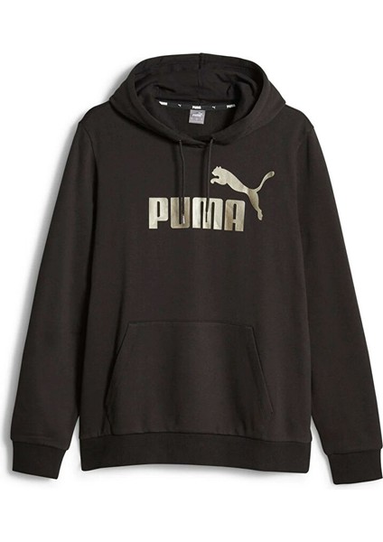 Siyah Kadın Kapüşon Yaka Normal Kalıp Sweatshirt 84909651 Ess+ Metallic Logo Hoodie fırsatları