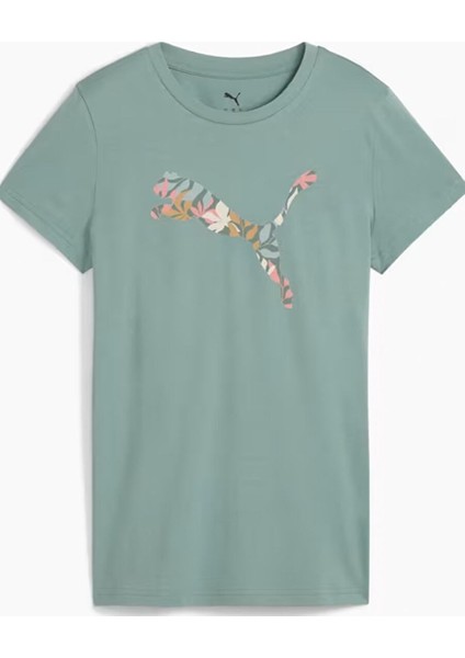 Graphics Floral Cat Logo Kadın Tişört fırsatları